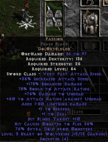 Passion Rune Word in Phase Blade